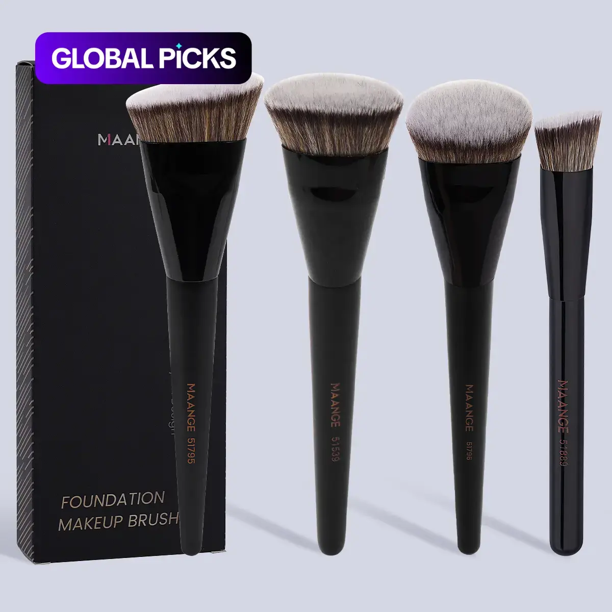 MAANGE Professional Makeup Brush Set, 4 Pcs/Set Versatile Soft Makeup Brushes for Foundation, Eyeshadow & Highlighter, Brushes with Comfortable Grips #GLOBAL PICKS
