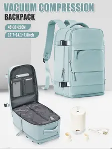 Three-piece vacuum travel bag set, equipped with detachable vacuum bag, electric air pump, large-capacity backpack, detachable design, multi-layer pockets, casual style, Travel Backpacks