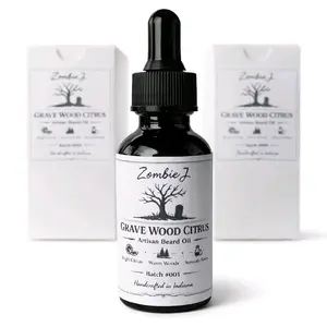 Grave Wood Citrus Beard Oil by Zombie J Beard Care – Natural Cedarwood, Sweet Orange & Frankincense Blend – Softens Beard, Hydrates Skin, Non-Greasy Formula – Small Batch Handcrafted in USA – 1 oz / 30 ml