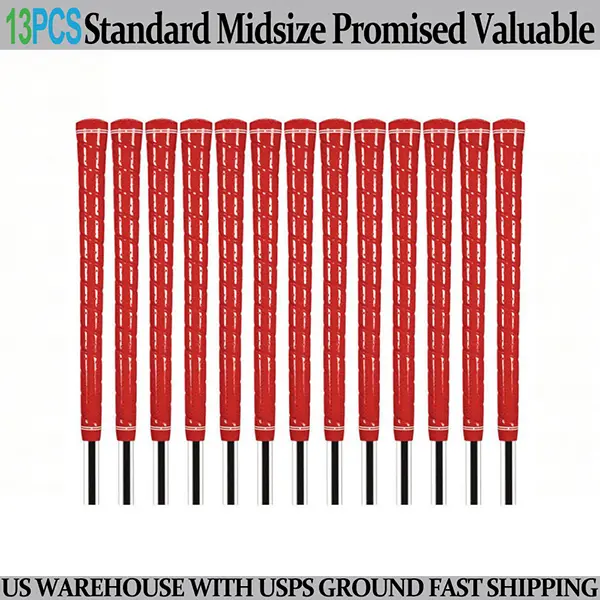 High Tack Anti Slip Natural Rubber Golf Club Grips Durable Comfort Feel Multiple Sizes Red For Golf Irons Woods