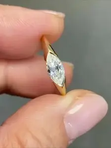 Women's 18 K Gold Plated White Zircon Solitaire Engagement Ring, Valentine's Day Christmas Gift, Bridal Wedding Engagement Jewelry, Daily Wear Decorative Accessories