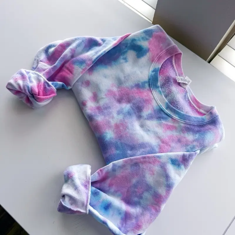 No Design Fuchsia & Royal Blue Tie Dye Crewneck Sweatshirt