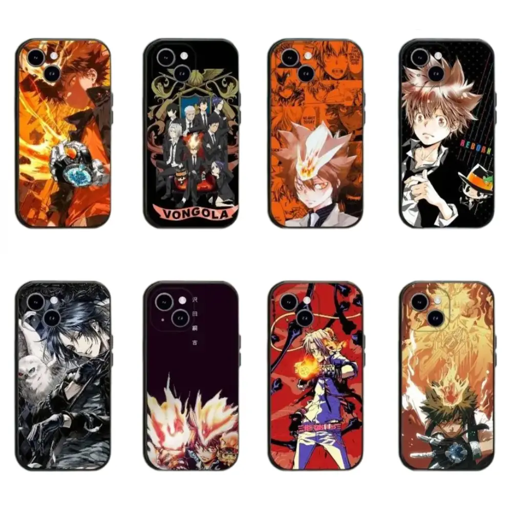 Katekyo Hitman Reborn Anime Phone Cases For iPhone 17 Promax Pro Air 16 Plus 15 14 13 12 11 Black Soft TPU Cover