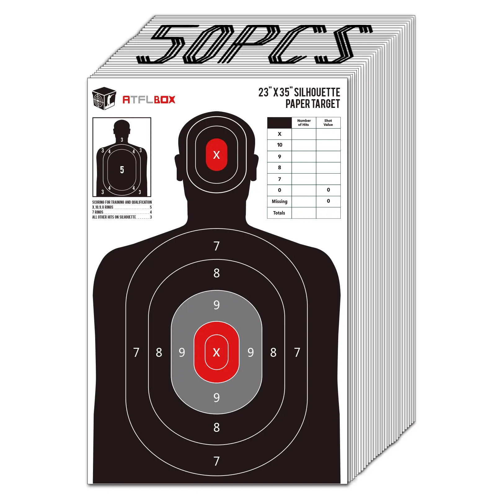 ATFLBOX Silhouette Shooting Target Paper, 23x35 in, for Range Use to Enhance Accuracy, Improve Shooting Skills & Boost Improved Accuracy, Suitable for Indoor & Outdoor Hunting Activities