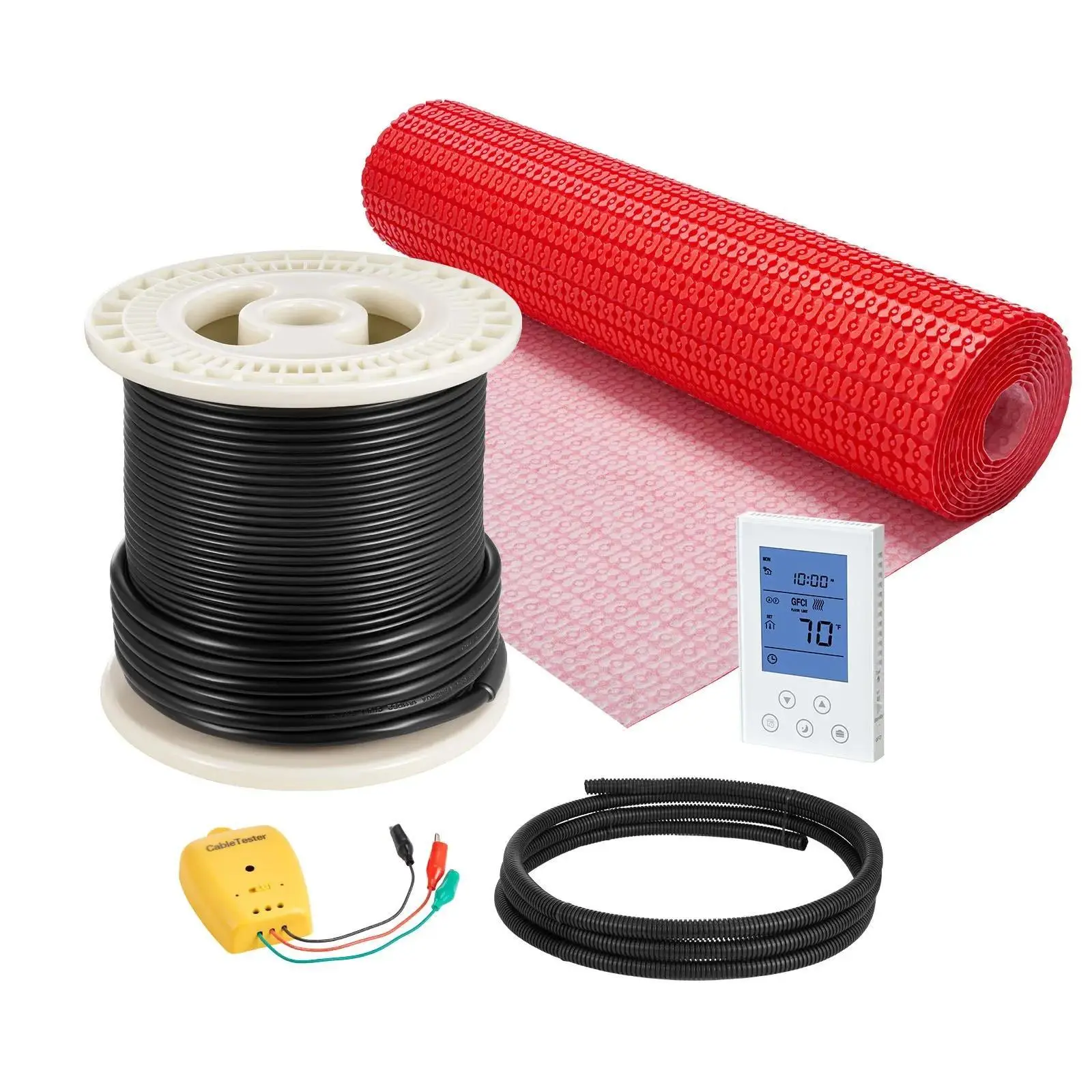 【SummerFinds】VEVOR 80 sqft 120V Electric Radiant Floor Heating Mat System, with Decoupling Membrane, Smart Thermostat, Grounding Wire, Silent Alarm, Easy Installation for Tile, Stone, Vinyl, Marble, Heating Mats