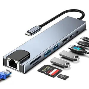 8-in-1 USB C Hub with HDMI Splitter, 4 USB Ports, USB-C, TF/SD Reader, 3.5mm Audio - USB Extender for Laptop, Tablet, Phone accessory, for MacBook Pro/iPad Pro/iPhone 15/Laptop/More #SummerVibes