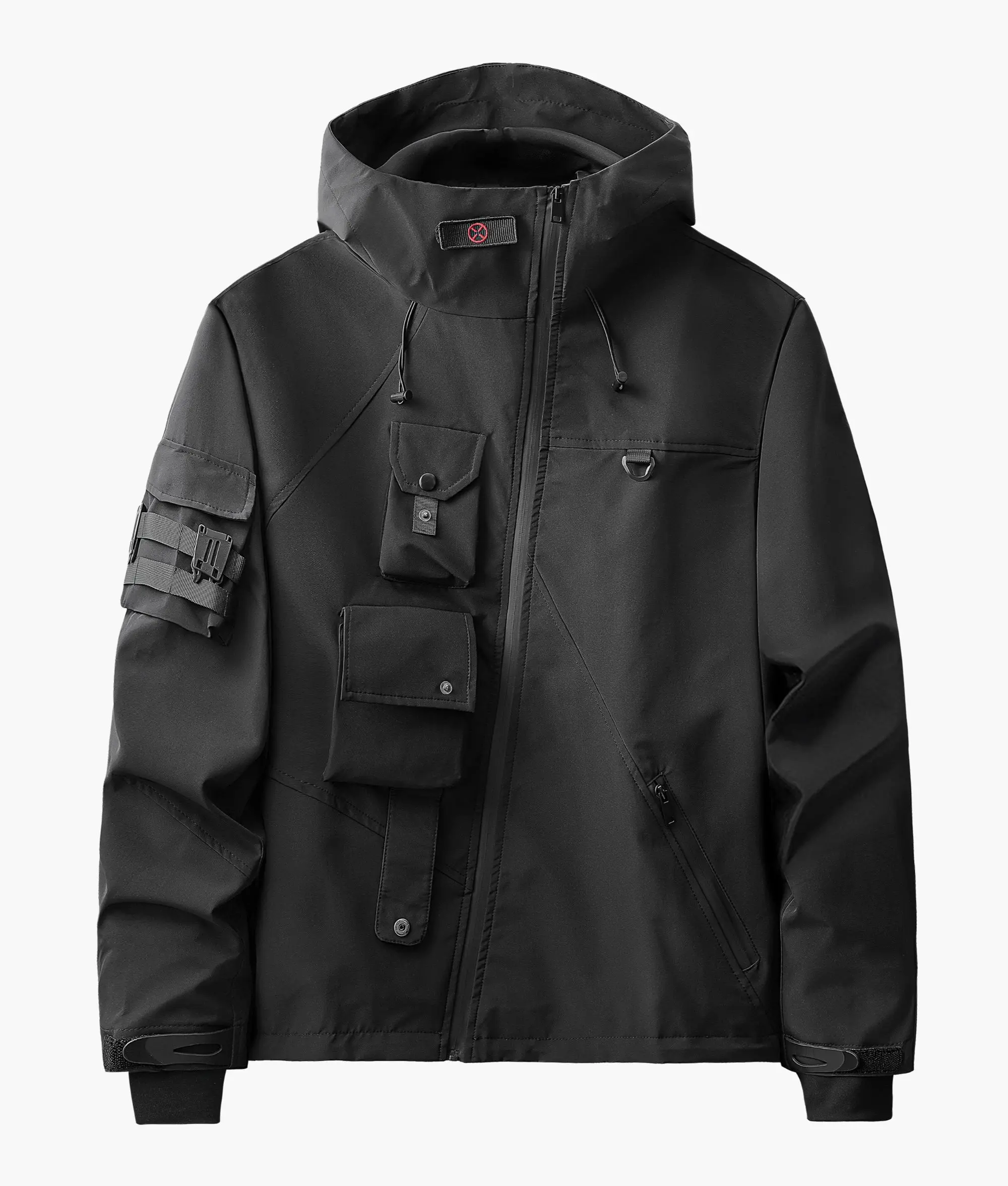 Men's Techwear Functional Coat in Breathable Carbon Polyester, Full-Zip with Multiple Utility Pockets, Menswear, Coats, Tops, Zipper, Padded, Sleeve