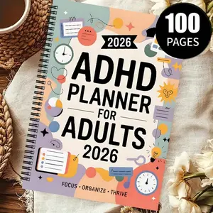 Adhd Adult Planner Notebook, Yearly Planner, Schedule Organizer, To-Do List, Time Management, Focus Training, Planning Journal, 2026 Edition
