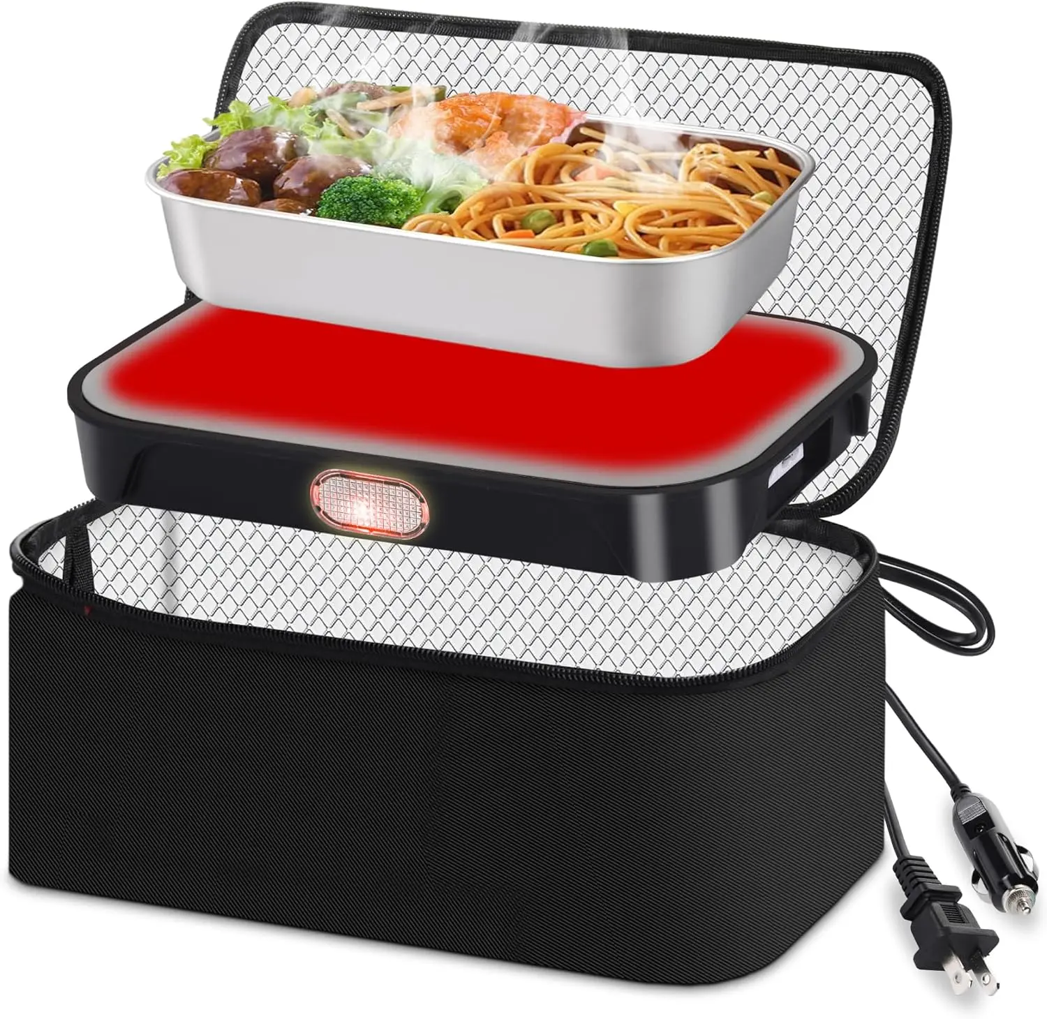 Portable Oven,3 in1 Electric Lunch Box Food Heater, Black | 12/24/110V Portable Food Warmer Mini Microwave Food Warmer for Car, Truck, Travel, Office...