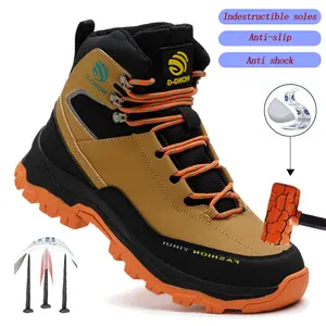 New Men's Indestructible Work Sneakers Safety Shoes Steel Toe Puncture-Proof Anti-smash Protective Boots wear resistant Roofing Shoes advanced non-slip traction