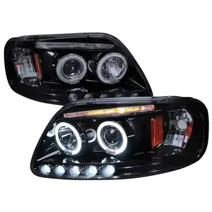 1997-2004 Ford F-150 / 1997-2002 Expedition Dual Halo Projector Headlights (Glossy Black Housing/Smoked Lens)