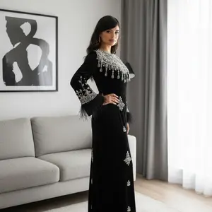 Luxury Black Velvet Afghan-Inspired Gown