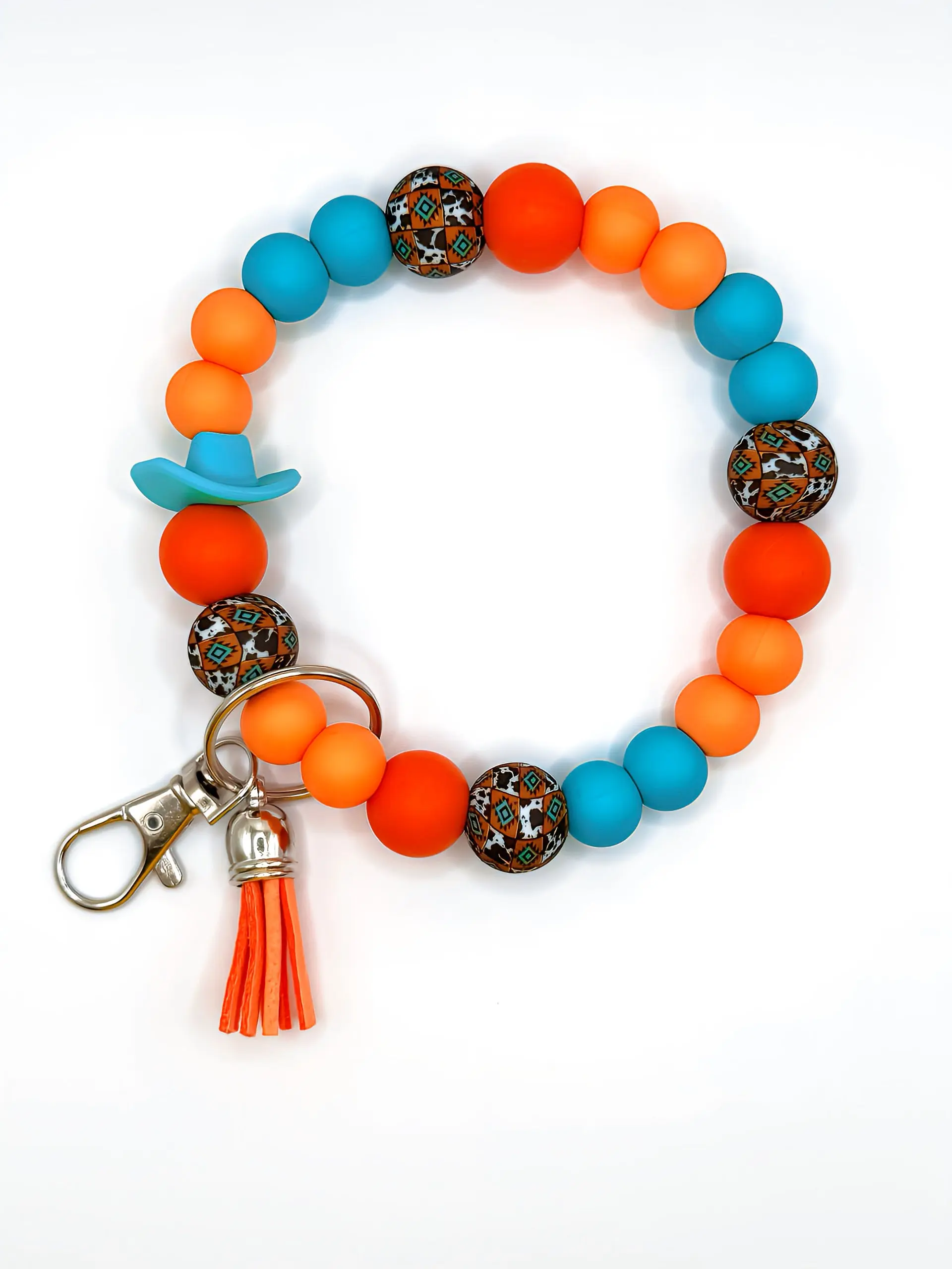 Western Silicone Bead Wristlet (Turquoise Cowboy Hat)