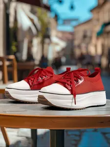 Women's Fashionable Lace Up Front Platform Sneakers, Casual Comfortable Sports Shoes for Daily Wear, Female All-match Round Toe Shoes for Daily Wear, Trendy Walking Sneakers