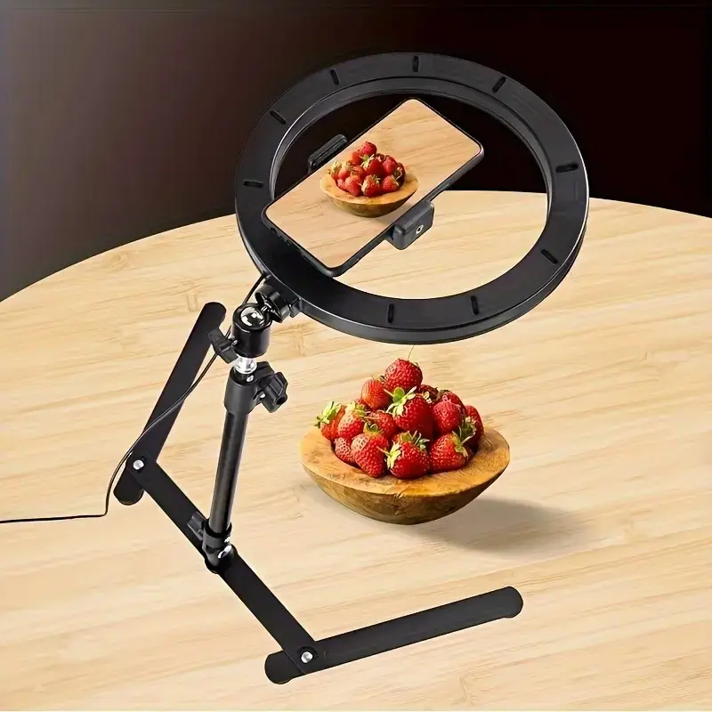 10.5 Inch Ring Light Tripod LED Selfie Live Streaming Recording Fill Light, Live Streaming Accessory, Adjustable Brightness, Stable Base, Compatible with Smartphones Tablets Cameras, Camera Accessories