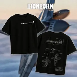 IRONBORN F-16 Falcon Blueprint T-Shirt/Hoodie Vintage Lockheed Martin Graphic Tee Military Enthusiast Streetwear Clothing Gift for Men Breathable Printing