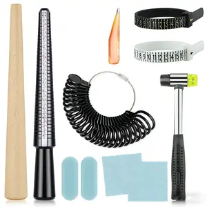 8Pcs Ring Making & Sizing Kit – Ring Mandrel Ring Sizer Gauge, Hammer & Polishing Tools for DIY Jewelry Making