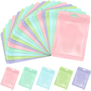 50pcs Macaron Color Self-Sealing Reusable Resealable Packaging Storage Bags, Thicker Clear Colored Sealing Pouches, Jewelry & Gift Wrapping, Gift Wrapping Supplies