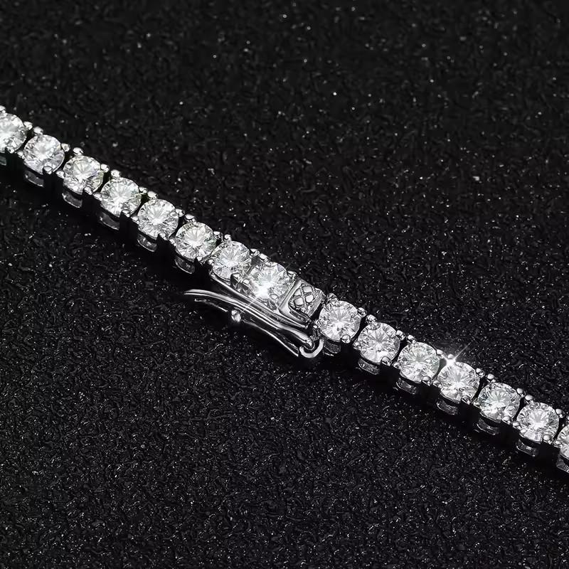 BXINY GRA Certified 3/4/5mm Moissanite Tennis Necklace   Silver Sparkling Lab Diamond for Women Men Hiphop Party Gift Jewelry