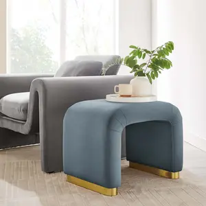 Modway Koda Performance Velvet Waterfall Stool in Brass Cadet Blue