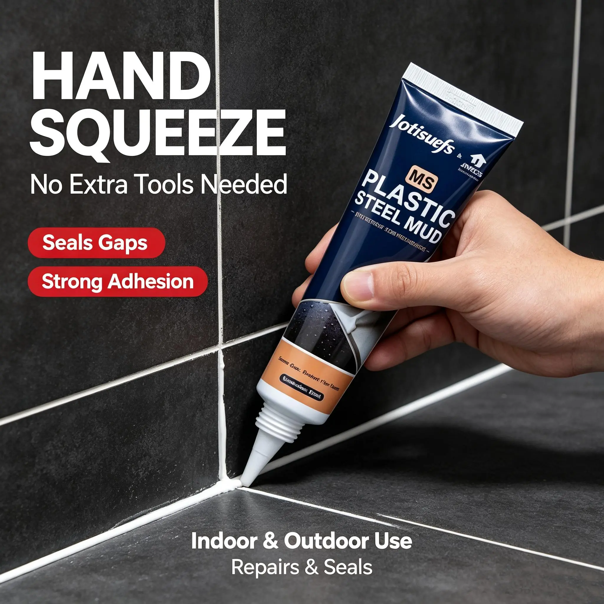 Advanced White Silicone Gap Sealant for Home Improvement - Plastic Steel Mud Grout Sealant Flooring, Waterproof, 5X Strong Adhesion, No Shrink/Crack, Mold-Resistant, Self-Sealing, Easy DIY, Clean Finish + Free Handy Application Tool