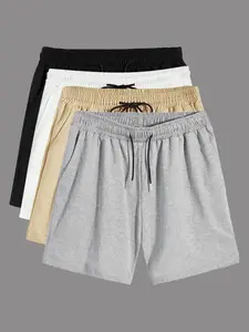 Men's Solid Drawstring Waist Pocket Sleep Shorts, Regular Fit Casual Comfy Pajama Shorts for Summer, Men's Loungewear for Daily Home Wear, Nightwear, Sleep Pajamas Shorts