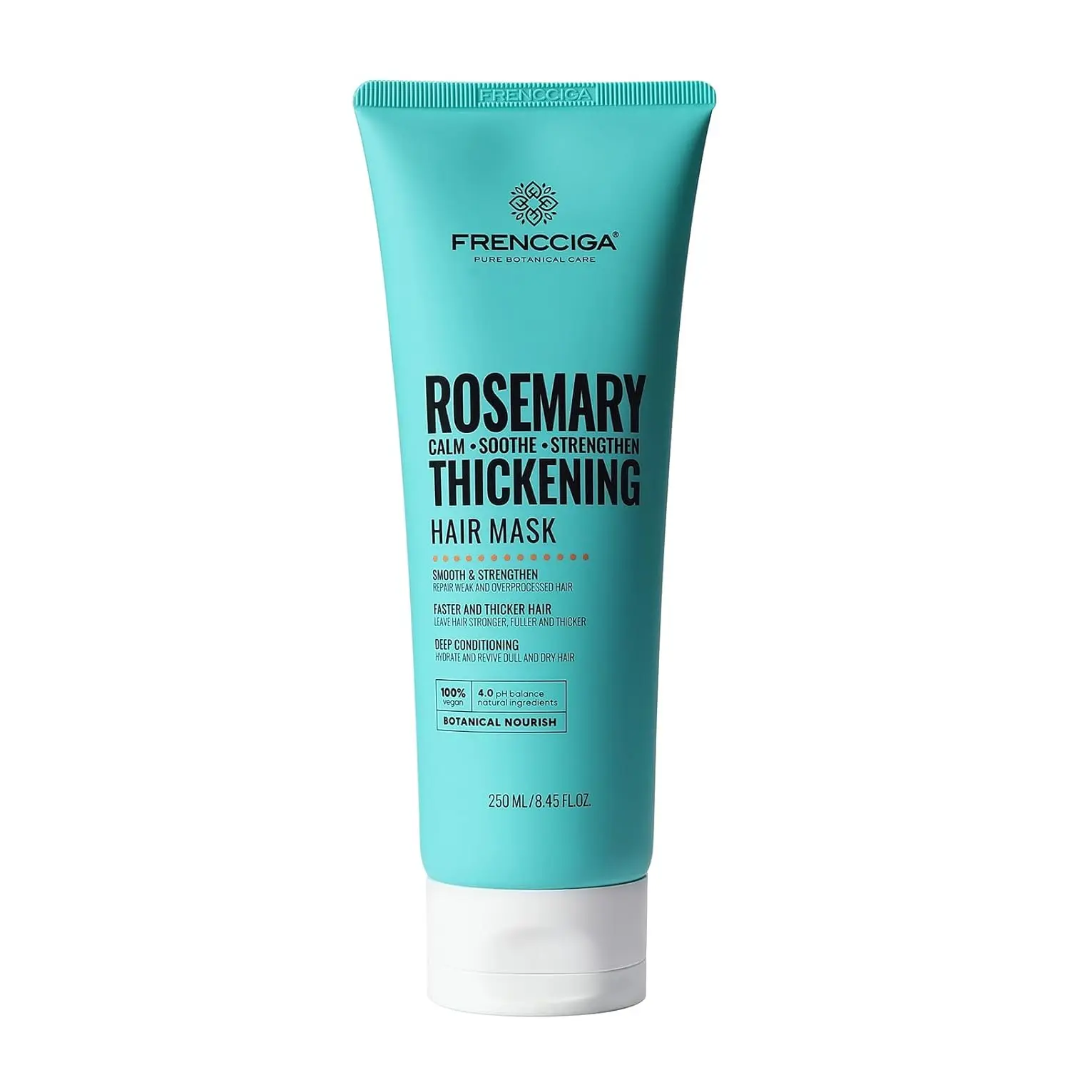 FRENCCIGA Rosemary Hair Mask, Strengthening Hair Masque, Deeply Nourishing & Strengthening Dry Damaged & Frizzy Hair, Moisturizes, Detangles & Adds Shine | Natural Ingredients | Salon Exclusive Formula | 8.45 FL.OZ Daily Haircare