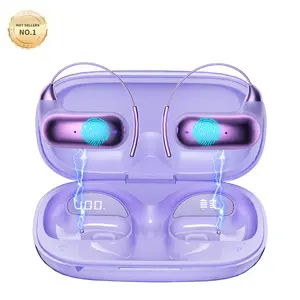 Wireless Earbuds Bluetooth 6.1 Hi‑Fi Stereo Noise‑Cancelling Music Headphones, High‑Resolution Open‑Ear Ear‑Hook Design, Wireless Bluetooth Earphones for Sports/Running, Ultra‑Long Battery Life, Purple
