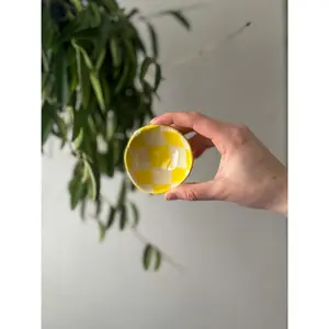 yellow checkered teensy dish