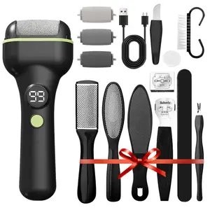 Rechargeable LED Digital Foot Polisher - Stainless Steel File Set, Odorless Pedicure & Callus Remover | Professional Foot Care Kit, Ideal for Gifts!