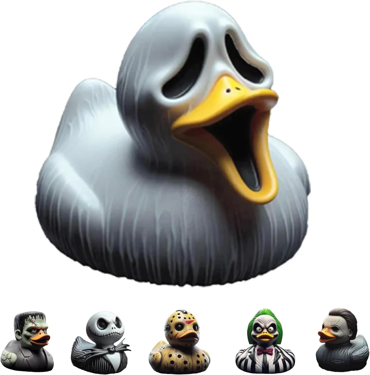 Halloween Horror Movie Duck Figurine - Classic Horror Character-Inspired Spooky Decor, Cute Desk Or Car Dashboard Accent for Home & Halloween Party (Home Supplies Statue)