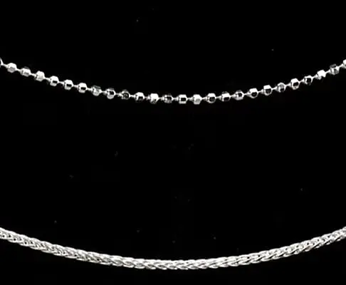 Italian Sterling Silver Set of 2 Beaded and Wheat Chain Necklace (24 Inches) (6.30 g)