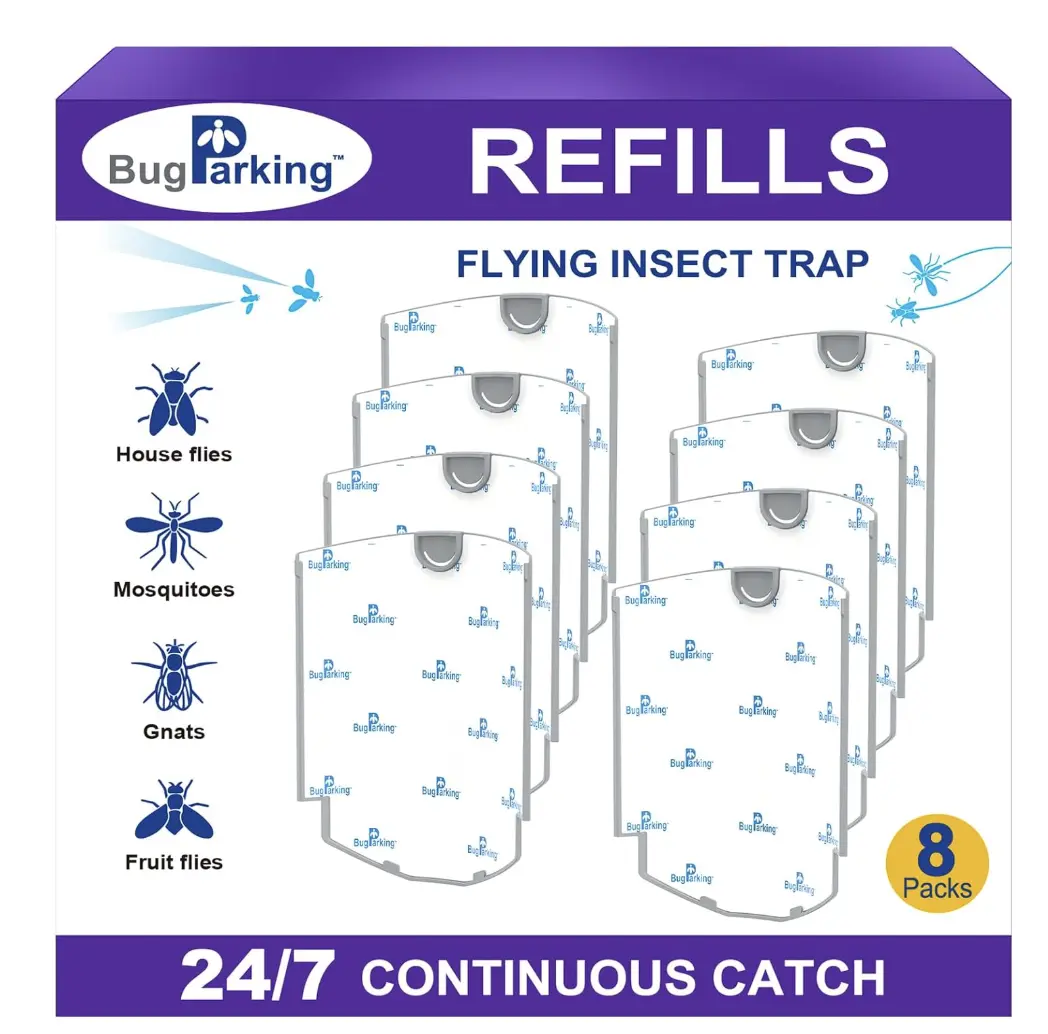 NOT COMPATIBLE WITH OTHER BRABDS, 8 Pack Flying Insect Trap Refill, Compatible with Bug Parking BP001 only, High-Stick Replacement Refill Cartridge NOT COMPATIBLE WITH OTHER BRABDS