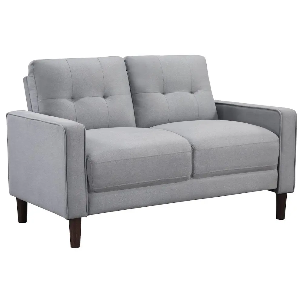 Bowen Classic Tailored Grid-Tufting Loveseat Sofa, Grey Performance Fabrics Upholstered Couch with Track Arm, Box Back, Pocket Coils, Supportive Sitting, Easy Setup
