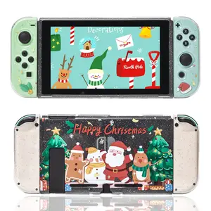 Switch Clear Glitter Case, Switch TPU Case, Switch Protective Case with Thumb Grips and Tempered Glass Screen Protector - Nintendo Switch Christmas Case