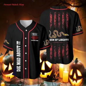 Patriotic Vintage Style / Lightweight Breathable Polyester / For History & Liberty Enthusiasts / Son of Liberty Baseball Jersey / Independence Day, Casual Wear / #SonOfLiberty #BaseballJersey #PatrioticStyle