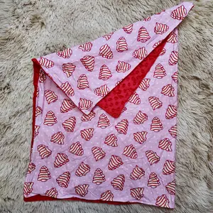 Polka dots Christmas tree cake printed baby girls minky blankets