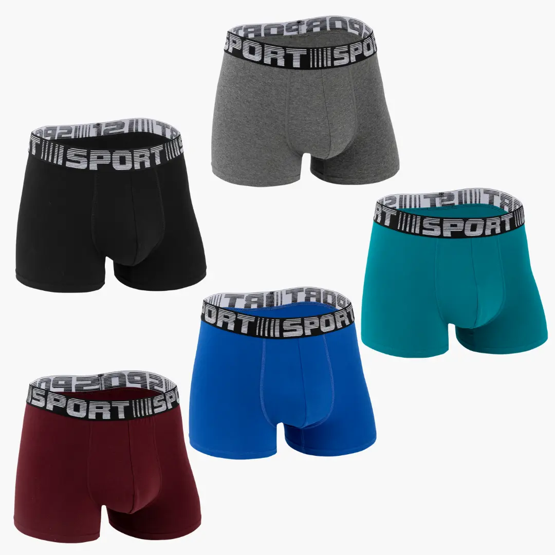 Pixum Men's Cotton 3D Pouch Boxer Briefs 5-Pack Multicolor Breathable Sports Underwear Anti-Roll Waistband Beige Plain Stretch S-XXXL Men's Underwearwear - Undergarments Soft Elastic Fit
