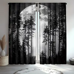 Gothic Forest Curtains Set of 2, Trees and Starry Mist Pattern, Perfect for Bedroom or Living Room Decor, Sweet Style Drapes, Window Curtain, Home Decoration Curtain