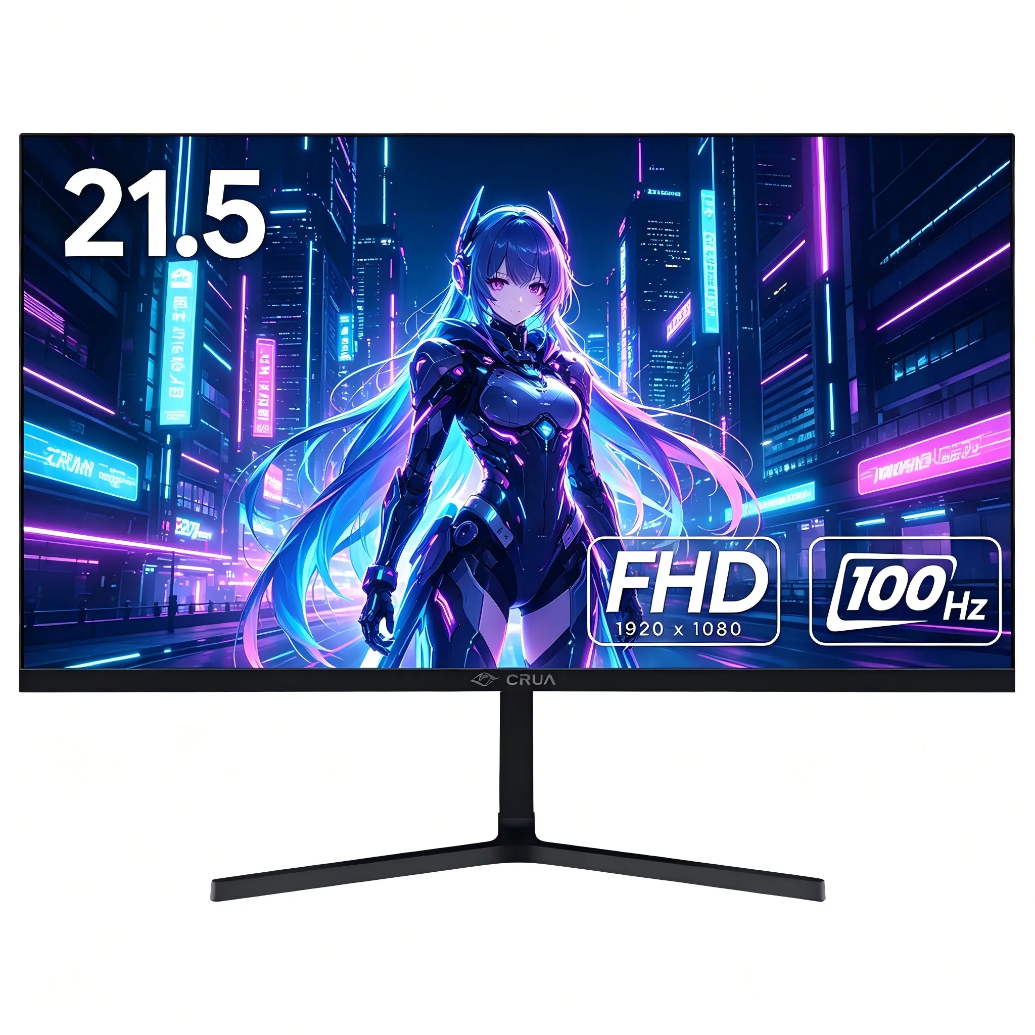 CRUA 22 in Gaming Monitor, 1920x1080 FHD, 100Hz Refresh Rate, 95% sRGB, 3000:1 Contrast, HDMI Port, Ultra-Narrow Bezel for Home Office & Video Entertainment