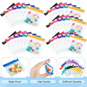 35-Piece Reusable Translucent Zippered Pill Pouch Bags Set, Pills Organizer Travel, Medicine Organizer Monthly for Small Items Storage (Sports & Outdoor Accessories)