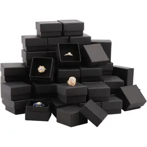 48 Pack  Ring  Box with  Insert, Ring Earring  Box for  Set, Black