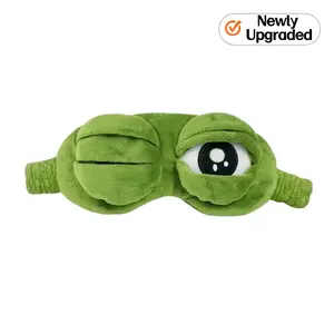 3D Frog Plush Sleep Mask, Soft Cotton Contoured Cartoon Eyeshade, Hypoallergenic Adjustable Elastic Strap, Portable Blindfold for Nap, Travel & Sleeping, Cute Novelty Accessory, best friend birthday gift
