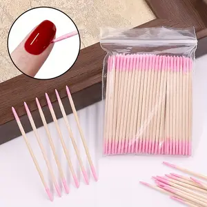 300/500pcs Pink Disposable Swabs for Nail Care - Precision Pointed Tip, Double-Headed, Ideal for Toenail & Fingernail Cleaning, Cleansing, Manicure & Pedicure Tools