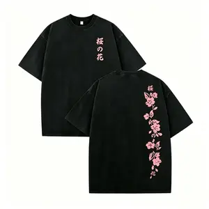 Retro Y2K Tie-Dye Casual T-Shirt — Japanese Cherry Blossom Double-Sided Print | 230g Premium Cotton | Stylish & Versatile Streetwear | Thanksgiving Gift for Men & Women