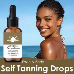 Sunless Bronzing Serum Drops, Natural Copper Glow, Hyaluronic Acid Hydrating Moisture Formula, Mixable with Creams or Serums, Skin Care Essential, Moisturizing