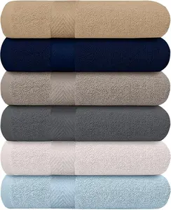 KAHAF Collection 6-Pack Bath Towels - Lightweight Extra Absorbent 100% Cotton Multi-Use for Daily - Soft Comfortable & Durable - 27x54 Inches
