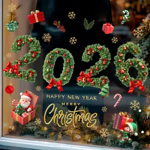2026 Christmas Window Stickers 2 Sheets New Years Eve Xams Decorations DIY Snowflakes Double-Sided Window Clings Home Decor Indoor Outdoor for Glass Door Wall Party Supplies