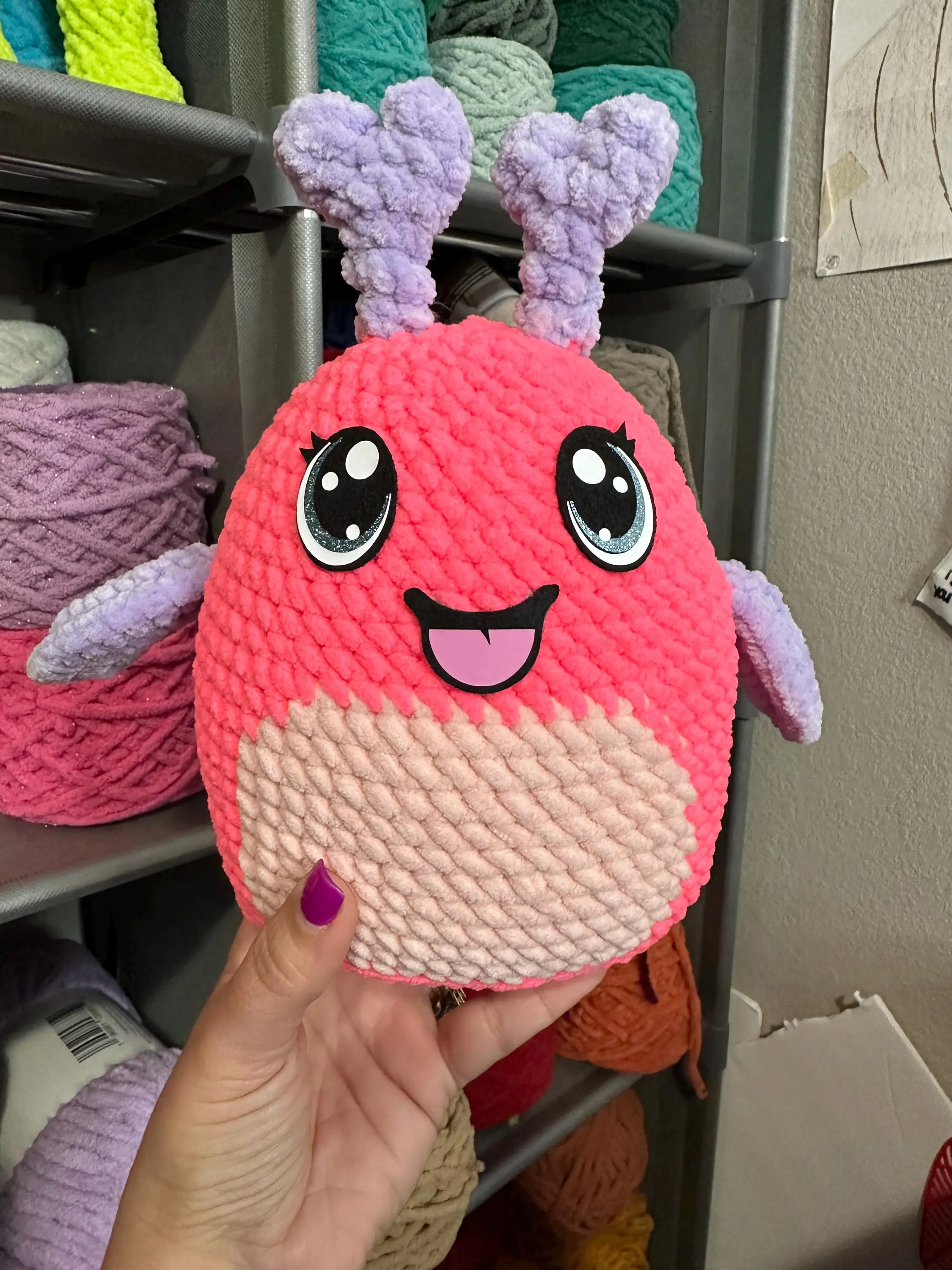 Lulu the Love Bug Plush - Handmade Valentine Ladybug - Cute Pink Kawaii Gift