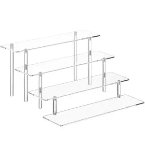 4 Tier Acrylic Perfume Organizer Stand, Clear Display Risers for Perfume, Cologne, Cosmetic, Skincare, Funko POP, Dessert Display, Cupcake Stand Holder